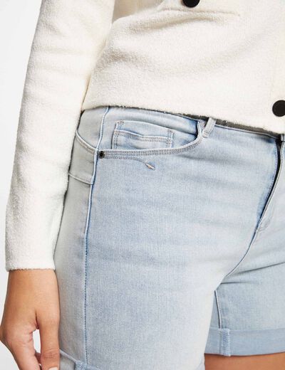 Straight denim shorts bleach denim women