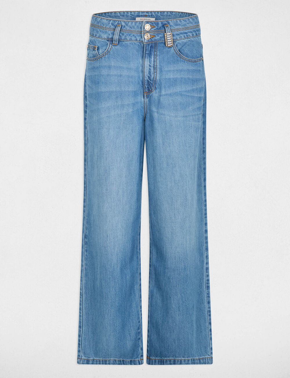 High-waisted wide-leg trousers denim stone women
