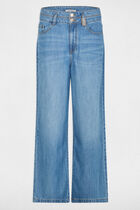 High-waisted wide-leg trousers denim stone women