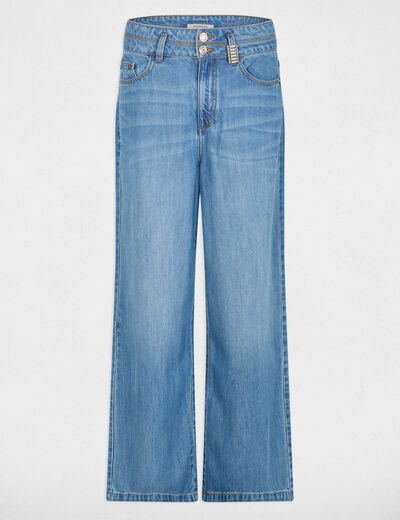 High-waisted wide-leg trousers denim stone women