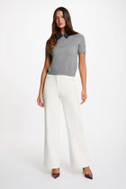 Sweater with a folded collar light grey women