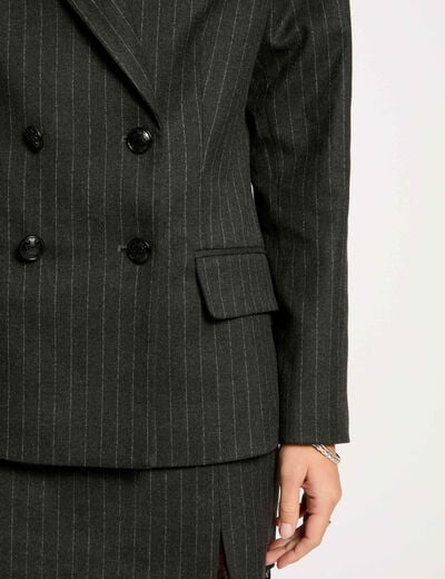 Blazer with stripes dark grey women