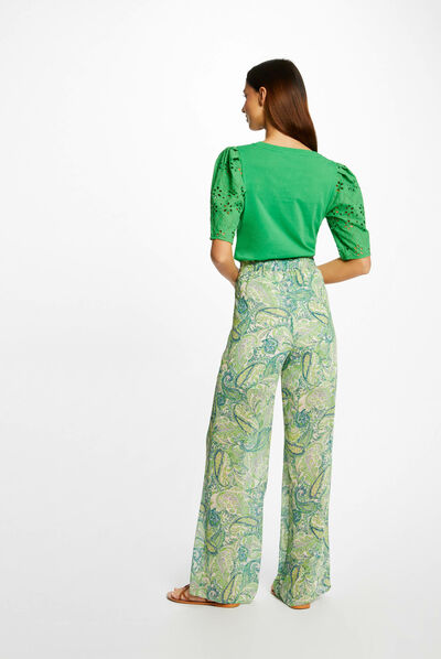 Short-sleeved t-shirt green ladies'