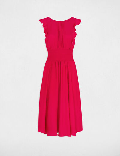 Maxi A-line dress with smocked waist raspberry ladies'