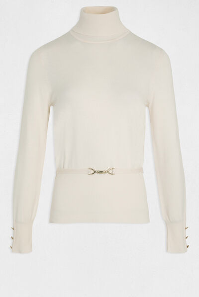 Long-sleeved jumper with ornament ivory ladies'
