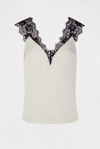 Blouse with wide straps in lace light green ladies'