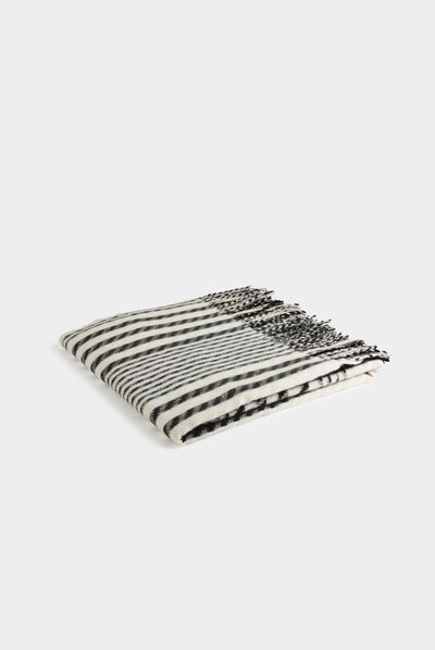 Check print scarf black ladies'