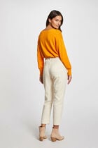 Pull col en V manches longues orange femme