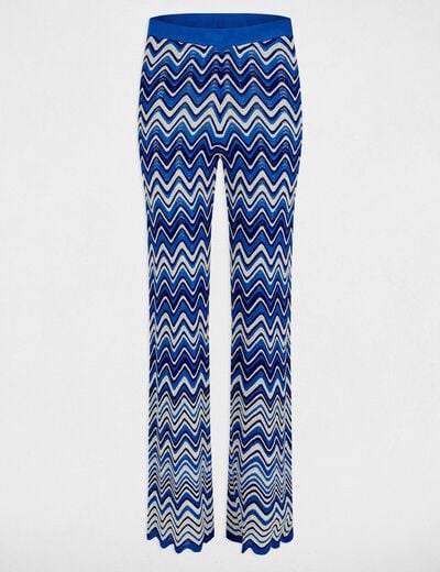 Printed knitted trousers electric blue women