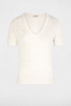 Short-sleeved openwork jumper white women
