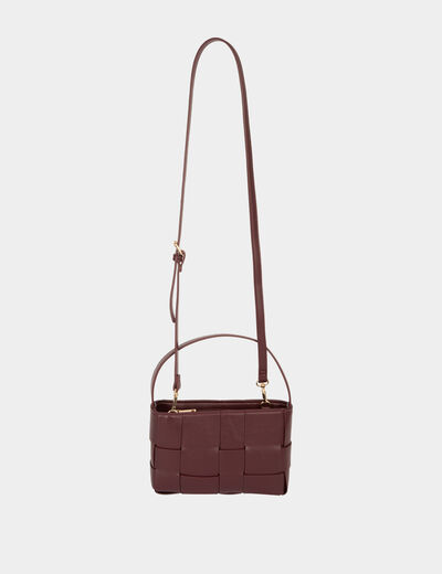 Woven faux leather bag bordeaux women