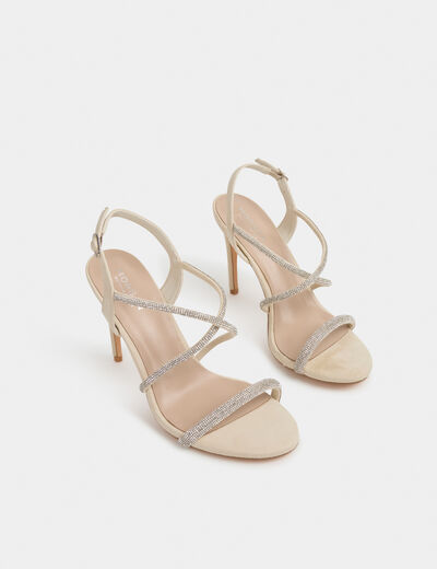Sandals with rhinestones ivory women