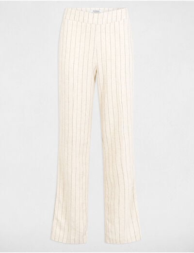 Striped wide leg trousers beige women