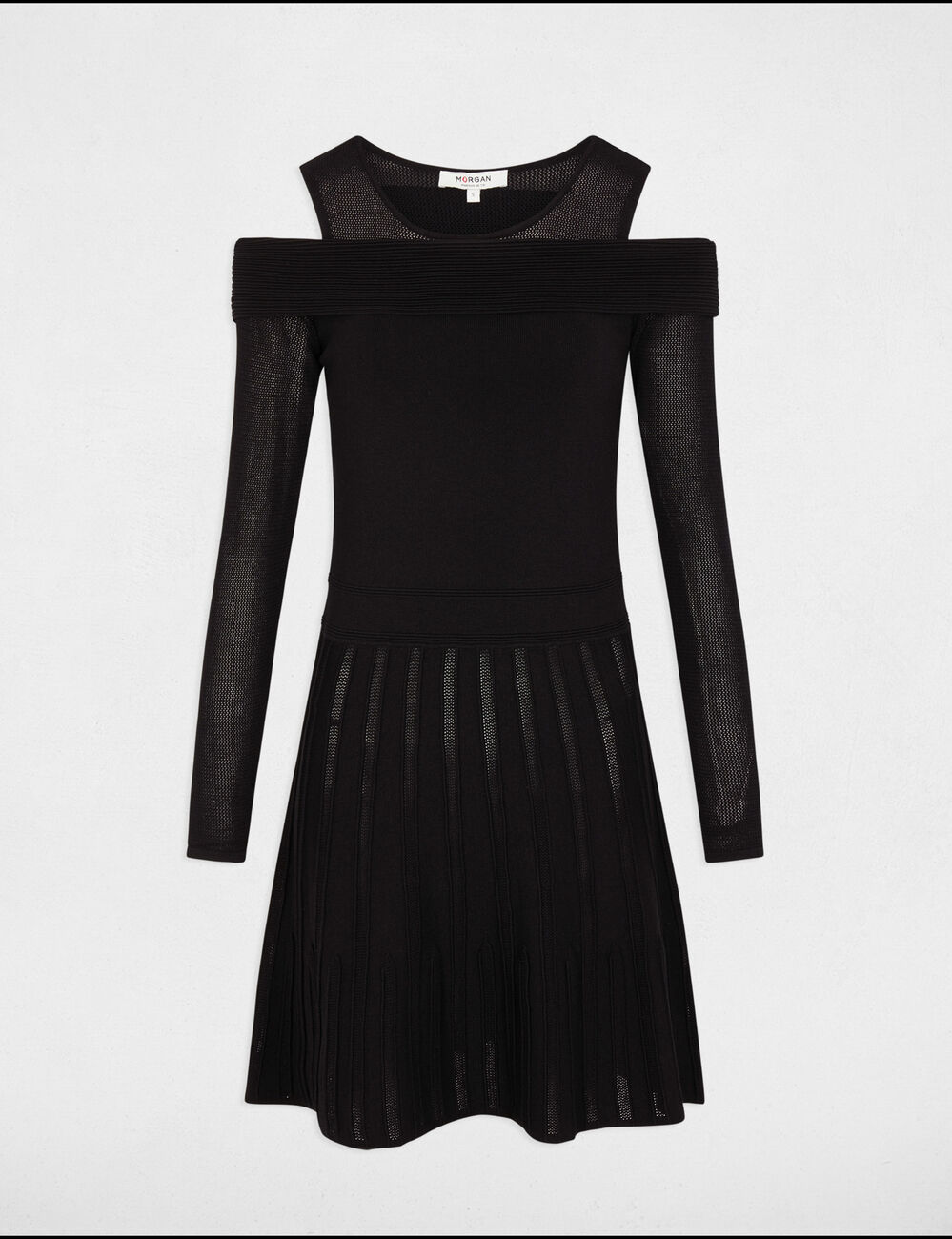 A-line mini knitted dress black women