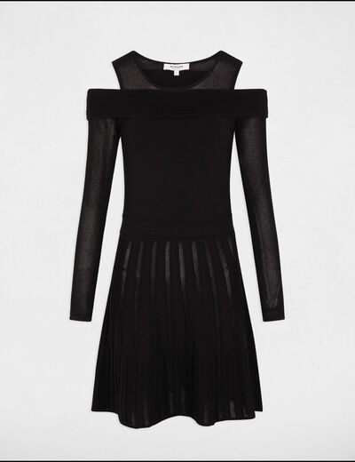 A-line mini knitted dress black women