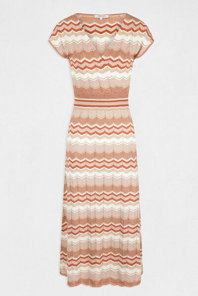 Maxi straight jumper dress chevron print antique pink ladies'