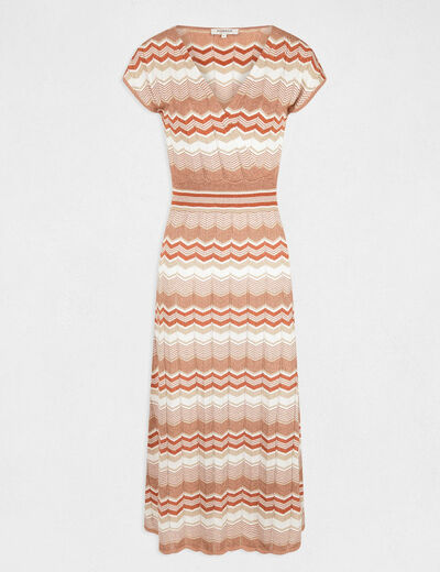 Maxi straight jumper dress chevron print antique pink ladies'