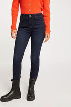 High-waisted slim jeans raw denim women