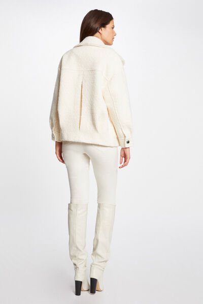 Loose jacket with faux fur ecru ladies'