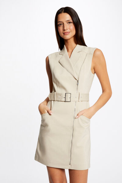 Zipped and belted wrap dress  ladies'