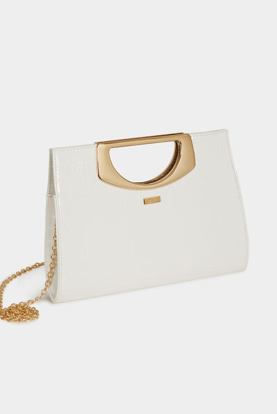Clutch bag with croc effect white ladies'