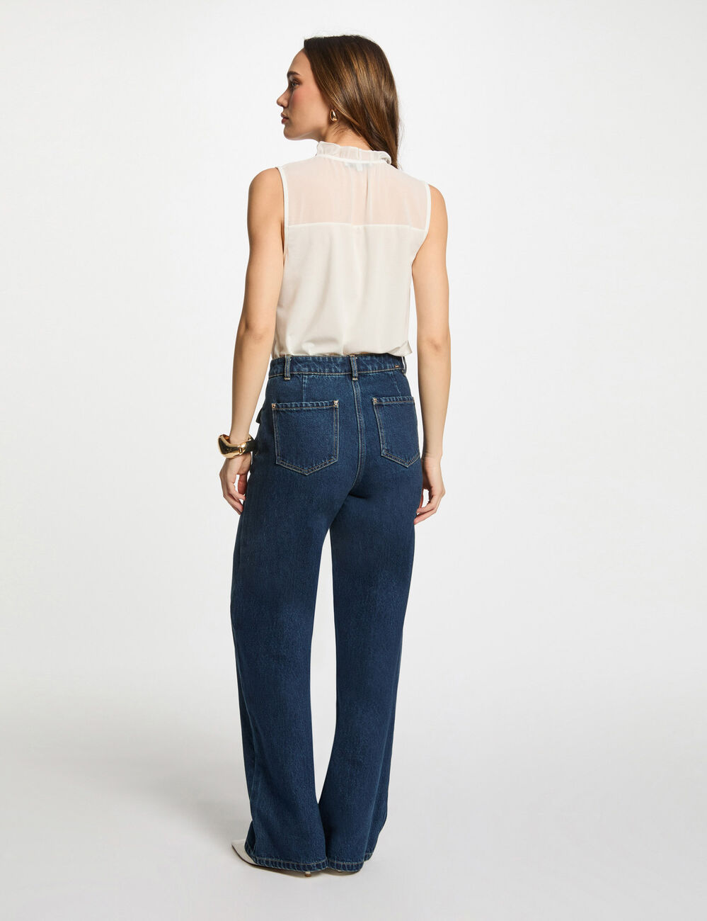 Sleeveless vest top ecru women