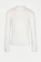 Long-sleeve fuzzy knit sweater ivory women
