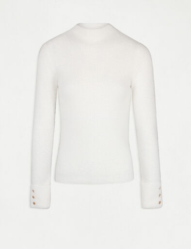 long sleeve fuzzy knit sweater ivory women Long-sleeve fuzzy knit sweater ivory women
