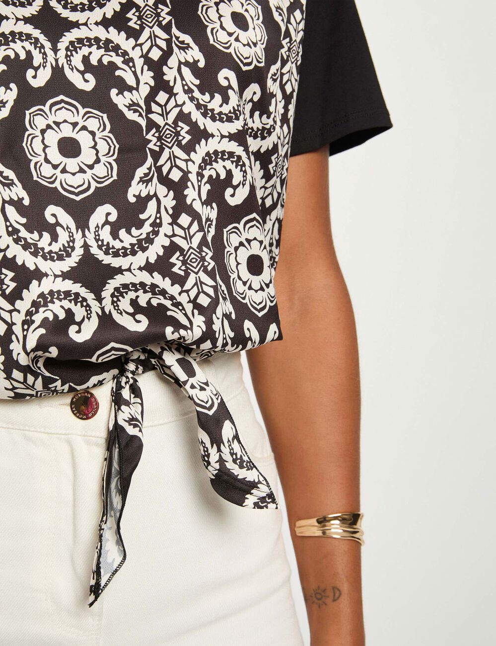 Cropped printed t-shirt white women