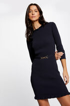 Fitted jumper dress with ornament navy women