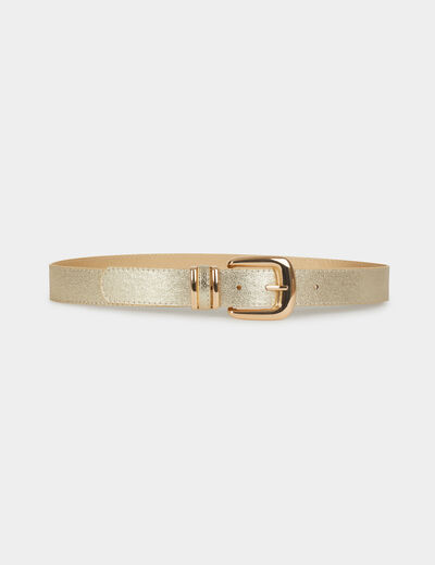 Thin faux leather belt gold yellow women