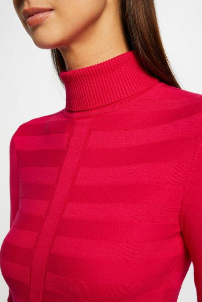 Long-sleeved jumper turtleneck medium pink ladies'