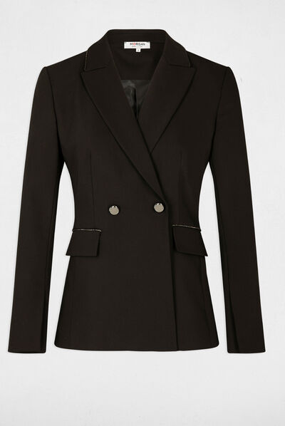 Waisted jacket with metallised edgings black ladies'