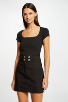Short-sleeved ribbed t-shirt black women