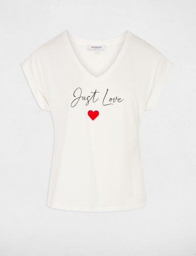 Cropped v-neck t-shirt white women