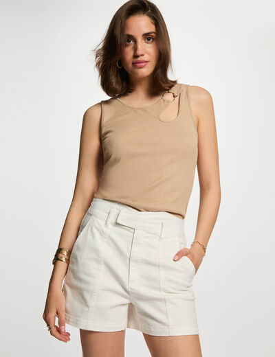 Sleeveless vest top light brown women