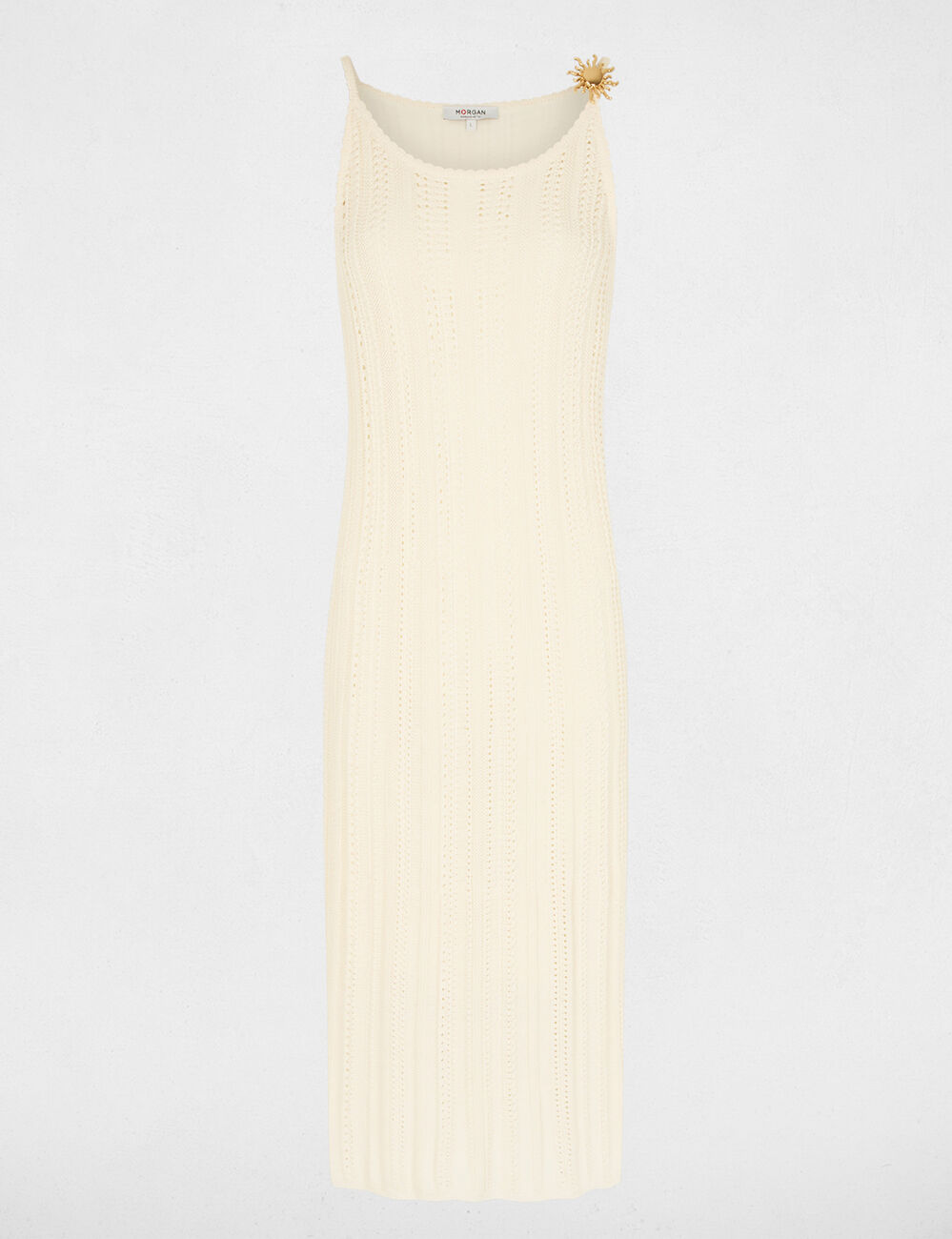 Embroidered knit dress ivory women