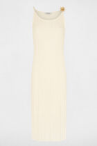 Embroidered knit dress ivory women
