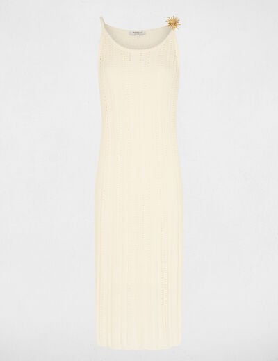 Embroidered knit dress ivory women