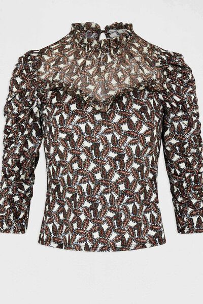3/4-length sleeved t-shirt vegetal print multico ladies'