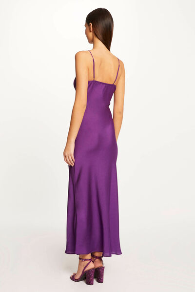 Maxi straight dress with lace purple ladies'