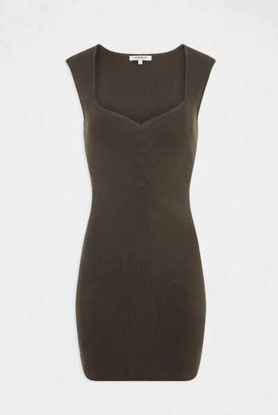 Fitted jumper dress sweetheart neckline  ladies'