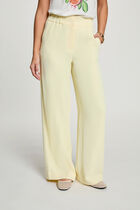Wide leg trousers pastel yellow women