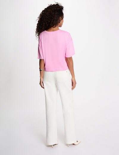 Cropped printed t-shirt pink women