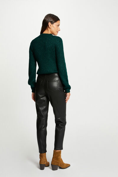 Long-sleeved jumper with opening dark green ladies'