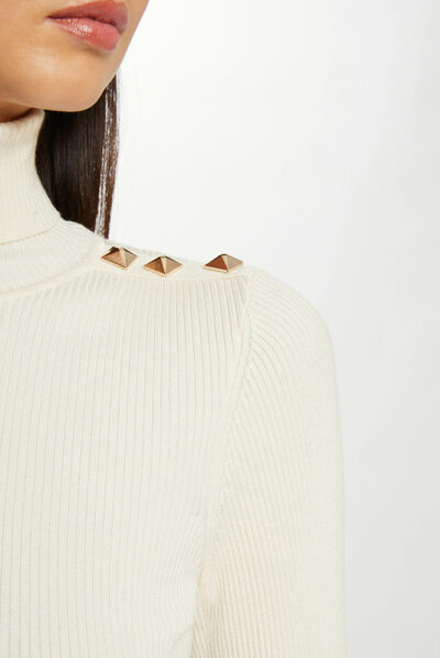 Long-sleeved jumper with turtleneck ivory ladies'