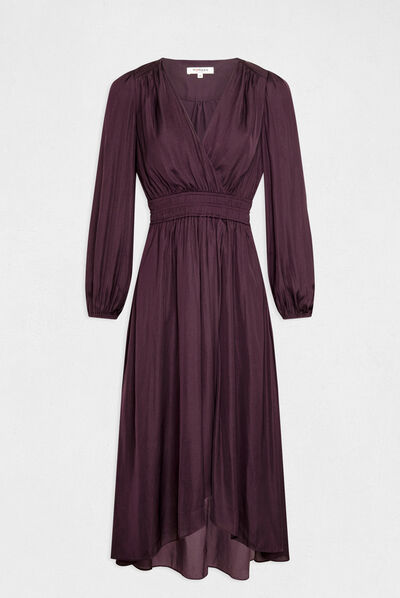 Midi wrap satin dress plum ladies'