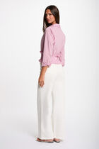 Striped shirt with a notched collar pink women