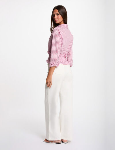 Striped shirt with a notched collar pink women