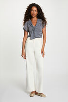 T-shirt with tie neck navy blue women